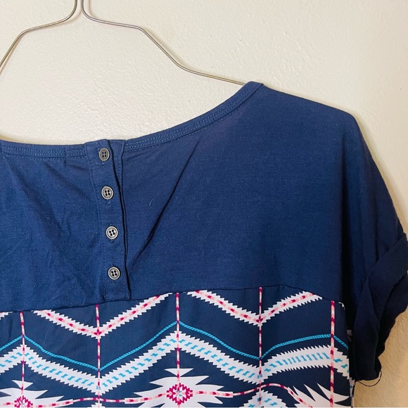 Navy Mixed Material Top - Picture 6 of 6